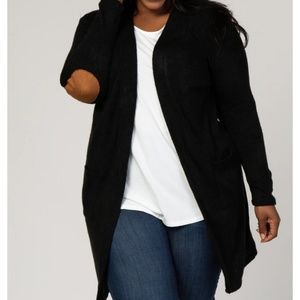 New with tags: PinkBlush Black Solid Knit Elbow Patch Plus Cardigan